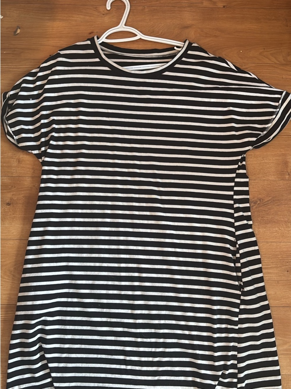 Relaxed Black & White Striped Women’s Tunic Tee